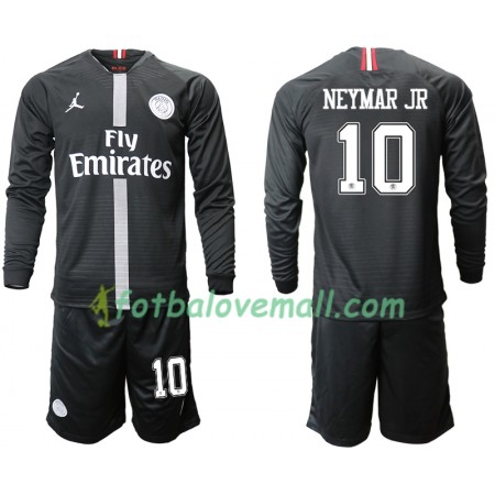 Levné Paris Saint-Germain NEYMAR JR 10 Jodan Černá Dětské Alternativní Fotbalové dresy 2018-2019 Dlouhý Rukáv